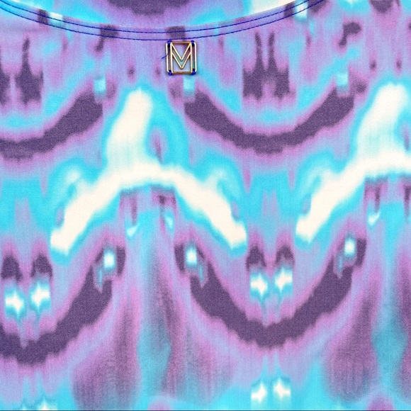 MAR BY VIX Tie-Dye Swim Top Rash Guard / Large / Turquoise & Purple - Picture 3 of 11
